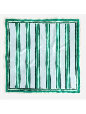 Madewell White Blue Shades of Green Square Silk Bandana Scarf